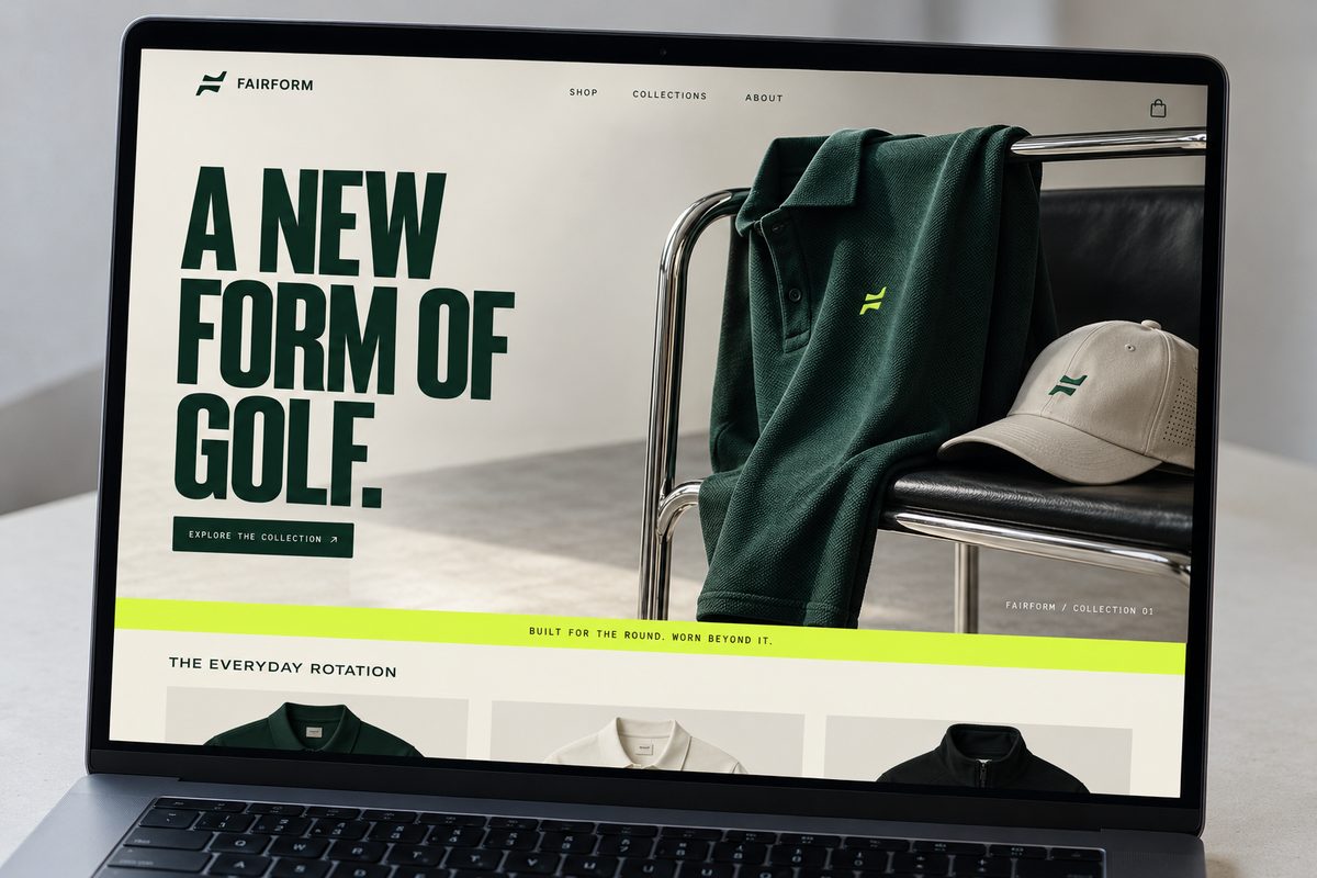 Fairform ecommerce website homepage on a laptop
